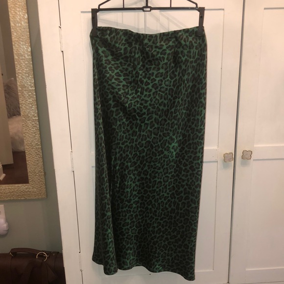 Free Kisses Dresses & Skirts - Free Kisses Green Cheetah Print Midi Skirt